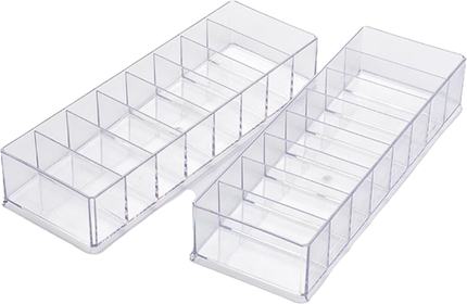 2PCS Plastic Cable Management Box, with 10 Cable Ties, Clear Power Cord Organizer, with 8 Compartments, Electronic Organizer Office, Home Use, Desk Accessories to Store Stationery Supplies