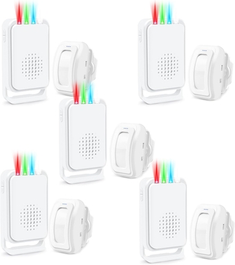 5Pack Motion Sensor Door Bell, Motion Door Chime for Business When Entering, Motion Sensor Indoor for Home Office Store, Sleepwalker Elderly Toddler Safety Monitor, Mute Vibration Function