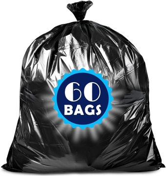 33 Gallon Trash Bags, Black Extra Large Garbage Bags, Heavy Duty Trash Bags Thicken Garbage Bags 33 Gallon Lawn and Leaf Bags 32” x 40” (60 Count)