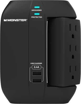 Wall Tap Plug 6-Outlet Extender with Outlet Surge Protector for Home, Travel, Office, Home Appliances, Computers, and Smart Phone Devices - 2 USB Ports, 450J, and ETL Listed