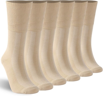 Diabetic Crew Socks Mens Womens Cotton Seamless Cushion Non Binding Top Socks 3/6 Pack