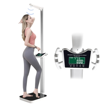Medical Digital Scale, 440lbs Ultrasonic Body Height Weight Scale, BMI Scale with Height and Weight, White, L20" x W14" x H86", Display Weight, Height, Obesity Value, BMI