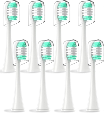 Replacement Toothbrush Heads for Aquasonic Duo Pro Series and Vibe Series - 8 Pack Electric Brush Heads Compatible with Aqua Sonic Black Series and Black Series Pro (White)
