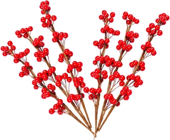 6pcs Artificial Berries Decorative Xmas Berry Christmas Berries Decor Artificial Berry Branch Holly Berry Stems Fake Artificial Fruit Christmas Berries Stem Spray Foam Cherry
