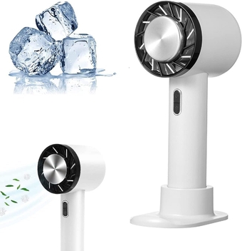 Handheld Cooling Fan Mini Personal Fan - USB Rechargeable Portable Fan Battery Operated 3 Speeds, Cold Compress Cooling Fan Small Desk Table Fan with Base for Home Office Travel Outdoor