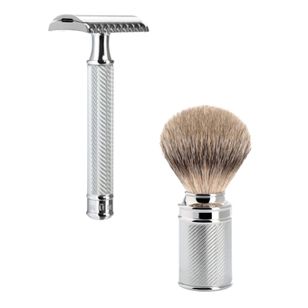 ÜHLE TRADITIONAL R41 Double Edge Safety Razor (Open Comb) For en & Traditional Silvertip Badger Shaving Brush - Chrome