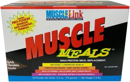 Muscle Meals High-Protein Meal Replacement, Creamy Smoother Vanilla, 2.6-Ounce Powder Mix Packs (Pack of 20)