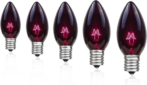 C7 Replacement Bulbs, Christmas Light Bulbs, 5W Dark Purple Incandescent Bulbs for Halloween Outdoor String Lights Xmas Tree Patio Party Decor, C7 Bulbs E12 Candelabra Base- 25 Pack