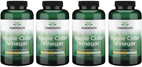Apple Cider Vinegar Capsules - Digestive Health - Detox Support - (180 Capsules, 625mg Each) 4 Pack