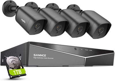 8CH 1080p Security Camera System 5-in-1 CCTV DVR Recorder with 1 TB HDD and 4Pcs Outdoor/Indoor Waterproof Wired Surveillance Bullet Cameras with 100ft Night Vision, Motion Alert, Remote Access