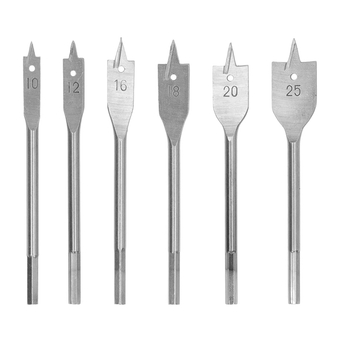 High Carbon Steel Spade Drill Bit Set Handle Point Woodworking Flat Drill with 3 Incisive Edges for Woodworking Silver