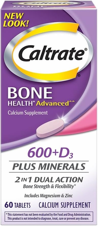 Calcium & Vitamin D3 Supplement 600+D3 Plus Minerals Tablet, 600 mg (60 Count) (Pack of 3)