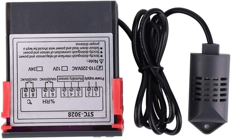Temperature Controller Humidity Meter with Integrated Sensor Dual Screen Dual Display (110~240VAC)