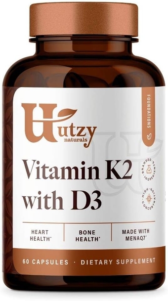 Vitamin K2 + D3| 45 mcg of MenaQ7® Form of K2 | 5,000 IU D3 Cholecalciferol Form | 60 Capsules | Made in USA | 3rd Party Tested