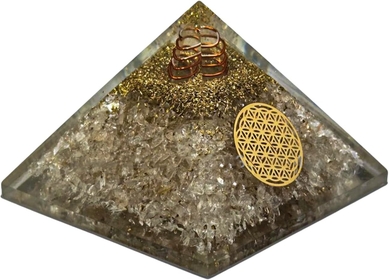 Clear Quartz Flower of Life Orgonite Energy Gemstone Pyramid for Positive Energy & Meditation Natural Healing Crystal Balancing Flow Unique Adorable Home Decorative Gift Item by Ocean CRYSYALS Export