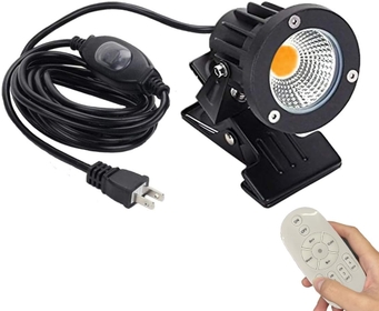 Remote Control Outdoor IP65 Waterproof Spotlight Smart Timing Flood Light with Switch 9.84ft Power Plug Cord Stepless Dimming Color Changing Clip Light Indoor Desk Lamp- 7W