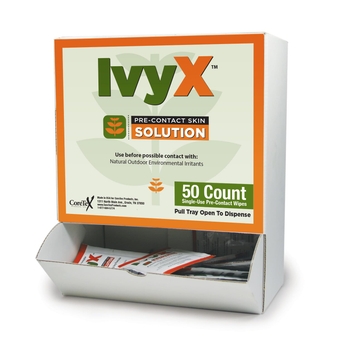 Ivy X Pre-Contact Poison Ivy Protection Wipes - Pack of 50 Single-Use Poison Ivy Prevention Wipes - Blocks Poison Ivy, Poison Oak, & Poison Sumac Oils From Causing Itchy Rashes