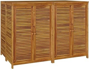 Solid Acacia Wood Patio Storage Box - Spacious Outdoor Organizer with Lockable Doors and Water-Resistant Inner Bag,...