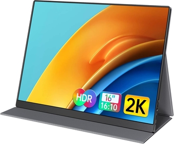 2k Portable Monitor 16inch 2560X1600 USB C Laptop Monitor HDMI Computer Display HDR IPS Gaming Screen w/Smart Cover & Dual Speakers, Travel Monitor for PC Mac Phone Xbox PS5 Switch Laptop