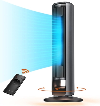 Tower Fan, 42" Quiet Bladeless Fan with Remote, 12 Speeds, 4 Modes, 12H Timer, 90° Oscillating Fan, LED Display, Night Light, Floor Standing Fan Powerful for Indoor Bedroom Home Office Room