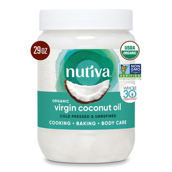 Organic Coconut Oil 29 fl oz, Cold-Pressed, Fresh Flavor for Cooking Oil, Natural Hair Oil, Skin Oil, Massage Oil and, Non-GMO, USDA Organic, Unrefined Extra Virgin Coconut Oil (Aceite de Coco)