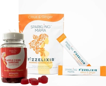 Sparkling Mama's Morning Sickness Relief ~ Citrus Ginger, 18 Count and Apple Cider Vinegar Gummies | Delicious Apple Flavor, 60 Gummies