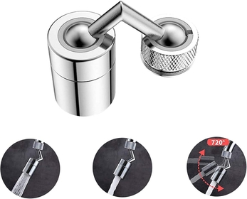 720 Degree Rotatable Swivel Sink Faucet Aerator, Big Angle Swivel Sink Faucet Sprayer AttachmentAerator for Face Washing, Gargle and Eye Flush 1Pcs - Easy Install (1pc)