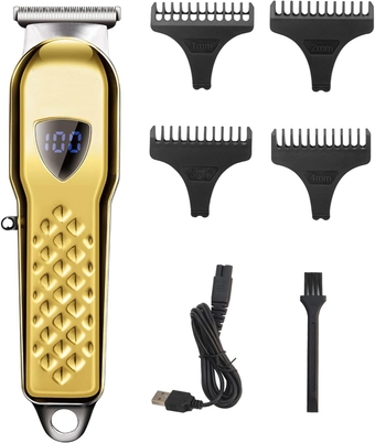 Hair Clippers for Men, Hair Trimmer Cordless Rechargeable Hair Cutting Kit for Home,Hair Cutting with LED Display, for Men and Barbers (Color : Gold)