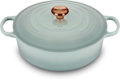 Signature 6.75-quart Round Wide Oven with Copper Knob - Enameled Cast Iron (Sea Salt)