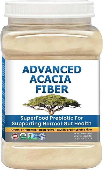 Verified Organic Acacia Fiber Powder Prebiotic Soluble Fiber Powder Perfect Bathroom Trips, Digestion, IBS Relief, Leaky Gut Repair 24oz w/Scooper