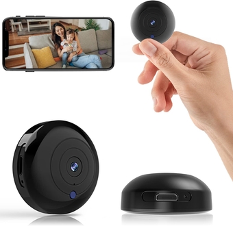 Mini Indoor Camera, Wireless Spy Camera Hidden Camera with Video Recording,1080P Small Nanny Cam with Phone App,Night Vision,Motion Alarm for Car,Pet,Home Security