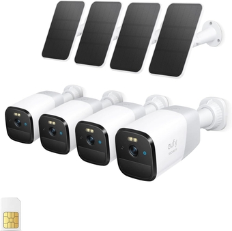 4G LTE Cellular  Camera Wireless Outdoor, Solar Powered, 2K HD, Starlight Night Vision, Human Detection, GPS. Includes EIOTCLUB SIM Card. No Wi-Fi Needed. 4 Pack Bundle.