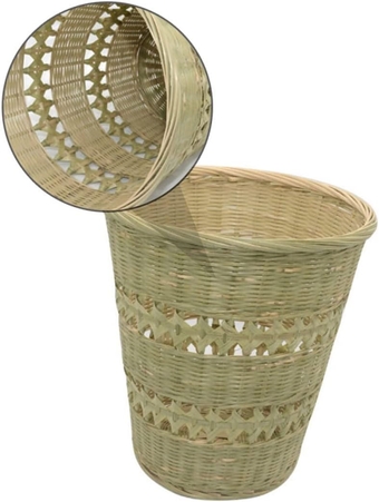 1 Pc Rattan shelf bamboo Water hyacinth seaweed bamboo basket toy basket trash can to weave storage container decorate Laundry basket toy box no cover dirty clothes basket natural