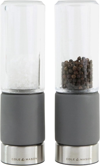 &  Regent Concrete Stemless Salt & Pepper Mill Gift Set - Refillable Salt & Pepper Grinder Set with Carbon Steel Precision Mechanisms - Hand Wash Kitchen Tools & Gadgets - Grey