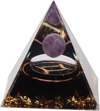 5cm Orgonite Pyramids Real Crystal, Crystal Pyramid Energy Generator, Handmade Orgone Pyramid for Reduce Stress Yoga (Gemini)