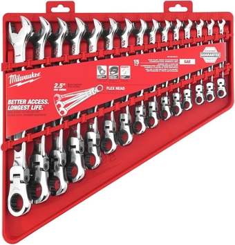 15 Piece SAE Flex Head Wrench Set
