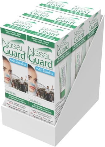 Airborne Particle Blocker Nasal Gel for Air Travelers - Drug-Free, Non-irritating, Non-drowsy, Airplane Travel Approved (CoolMenthol) - Over 150 Applications Per Tube - (0.35 oz, Pack of 6)