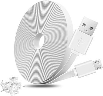 40FT Flat Power Extension Cable Compatible with Wyze Cam/Wyze Cam Pan,Yi Camera,Blink Mini/Blink XT Cam,USB to Micro USB and Charging Cord for Home Security Camera