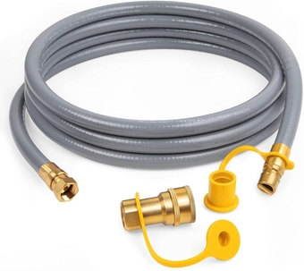 3/8" ID Natural Gas Hose, Low Pressure LPG Hose with Quick Connect, for Weber, Char-broil, Pizza Oven, Patio Heater and More, 12-Foot
