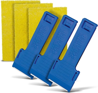 3 x Scraper & 3 x Pad Kit Cooktop and Stove Top Cleaner for Glass - Ceramic Surfaces, 6 Piece Set
