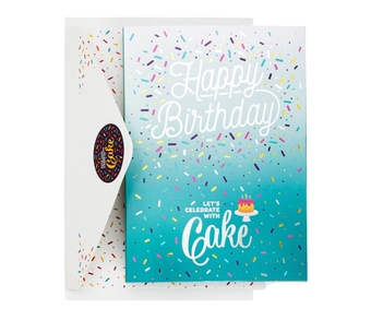Happy Birthday Let's Celebrate with Cake Teal Birthday Card includes Single Serve Mug Cake Mix (Double Chocolate)