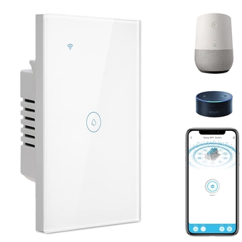 Smart Water Heater Switch, Compatible with Alexa, Google Assistant, WiFi Touch Switch with Smart Life APP Control and Timer Function for Bathroom, Group Share Remote Voice Control, 40A, White