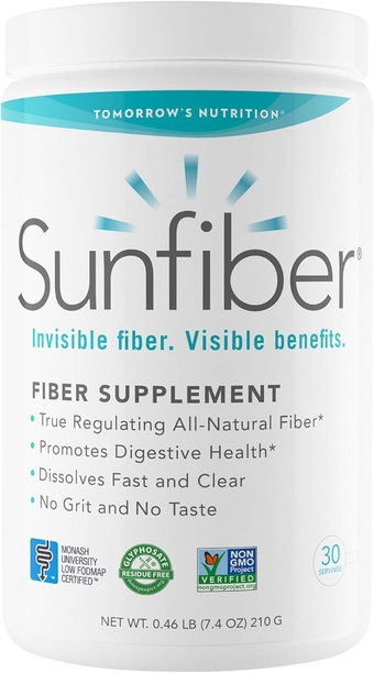 , Sunfiber, Prebiotic Fiber Supplement for Digestive Health, Low FODMAP, Gluten-Free, Unflavored, 7.4 oz