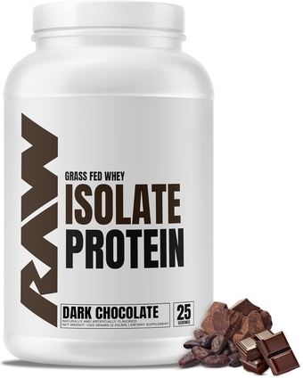 Whey Isolate Protein Powder, Dark Chocolate - 100% Grass-Fed Sports Nutrition Protein Powder for Muscle Growth & Recovery - Low-Fat, Low Carb, Naturally Flavored & Sweetened - 25 Servings
