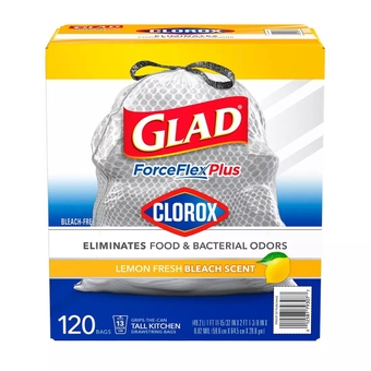 ForceFlex Plus Tall Kitchen Trash Bags With Clorox, Lemon Fresh Bleach Scent (13 gal., 120 ct.)