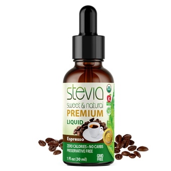 Espresso Premium Quality Stevia Drops | Organic Liquid Stevia | Best Sugar Substitute | 100% Pure Extract | All Naturally Sweet | Non-Bitter, 0 Calorie, NON-GMO, Diabetic & Keto Friendly (1oz)