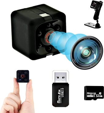 Mini Spy Camera Hidden Camera, 1080P Full HD Nanny Cam Hidden Camera, Mini Camera Spy with Night Vision, Motion Detection, Snapshot, Small Camera for Home, Car, Bike, 32GB TF Card
