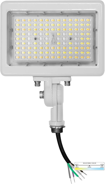 90W LED Flood Light, 3CCT 3000K/4000K/5000K Selectable, IP65 Waterproof Lighting, 1/2" Adjustable Knuckle Mount, 12600LM Dimmable, 120-277V, Outdoor Security Floodlight for Yard, White, UL