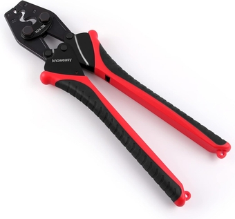 Knoweasy Ratchet Wire Crimper Tool - Non-Insulated Terminal Crimping Tool for AWG 22-6, Copper Butt Connector, Splice Wire Connectors, Open Barrel Terminals