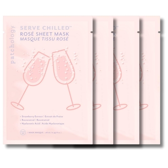 Serve Chilled Rosé Facial Sheet Mask with Hyaluronic Acid - Men and Women Face Masks Skincare Sheet for Moisturizing and Hydrating Skin - Best Face Sheets Moisturizer (4 Pack)